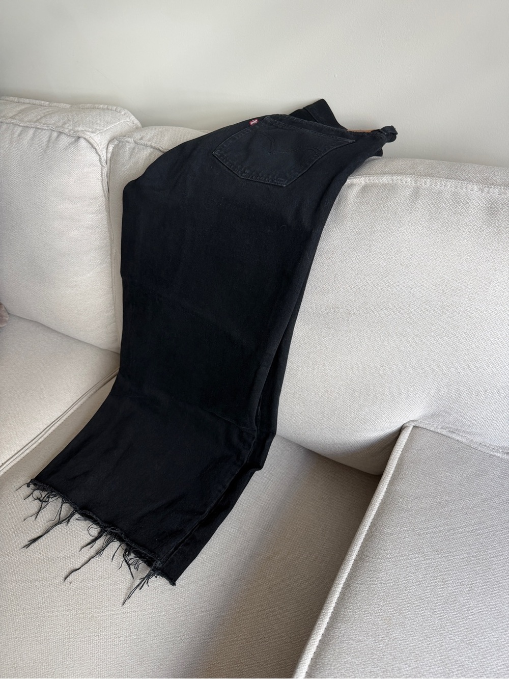 Levi's Black wide straight Jeans with Frayed Hem